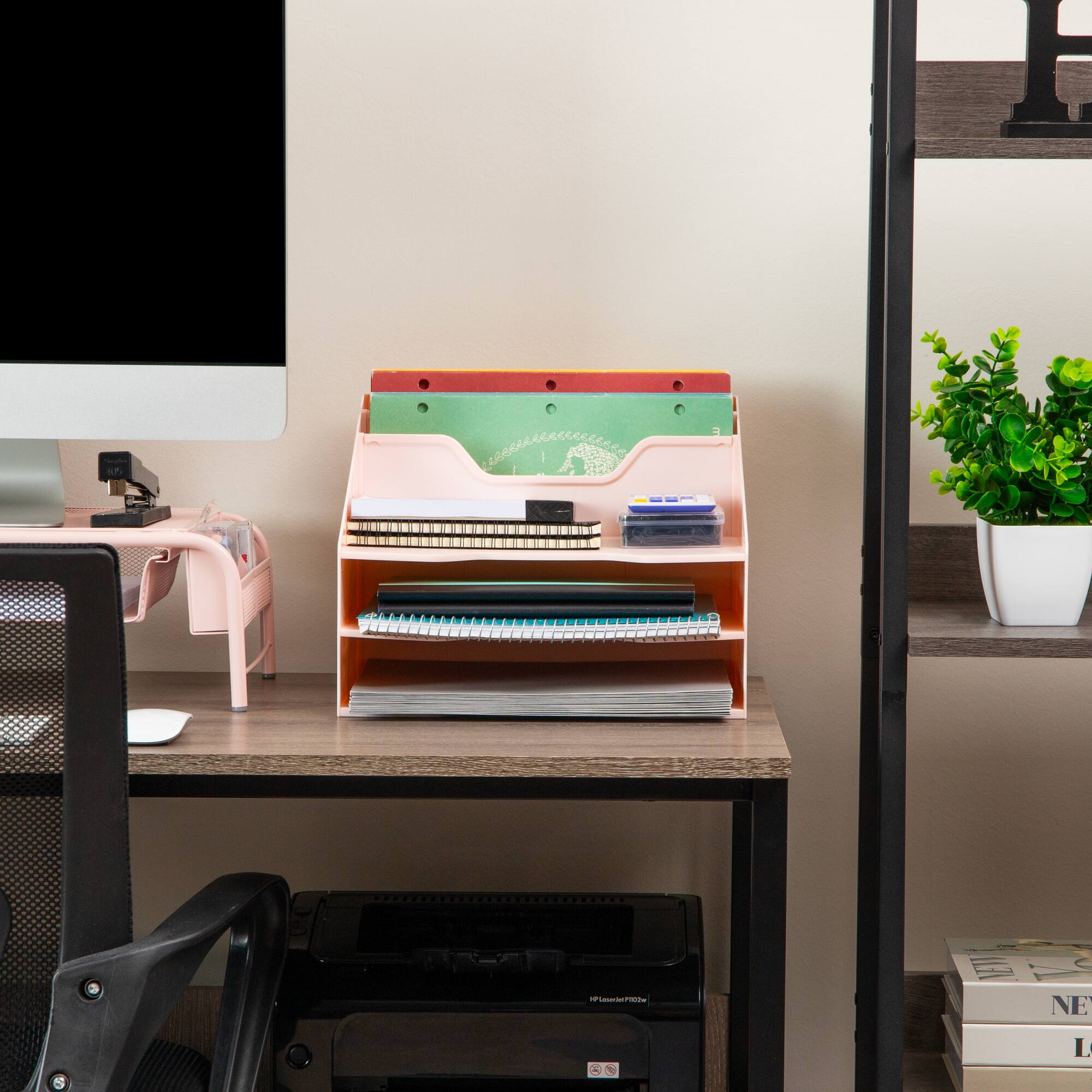 Mind Reader Desktop Organizer, Vertical File Holder, Paper Trays, Office, Plastic